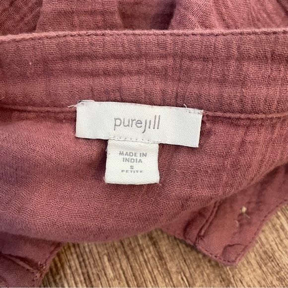 J. Jill Pure Jill Tie-Dyed Double-Cloth Tunic Top Gauzy Button Up Size Pettie S - Picture 3 of 5